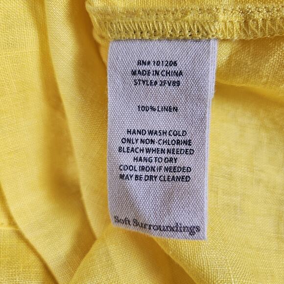 Soft Surroundings Milano Linen Dress Sunstruck Yellow M Relaxed Minimal Coastal - Picture 6 of 8